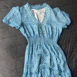 Blue Patterned Women's Dress
